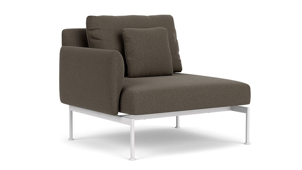 Barlow Tyrie Layout Deep Seating Single Seat - One Arm - avec coussins Armature Arctic White Dark Taupe 10059
