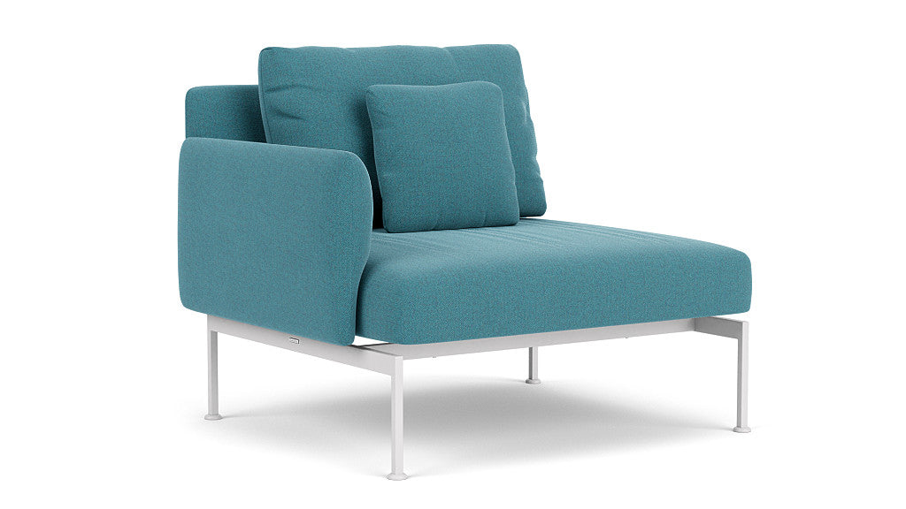 Barlow Tyrie Layout Deep Seating Single Seat - One Arm - avec coussins Armature Arctic White Adriatic Blue 3941