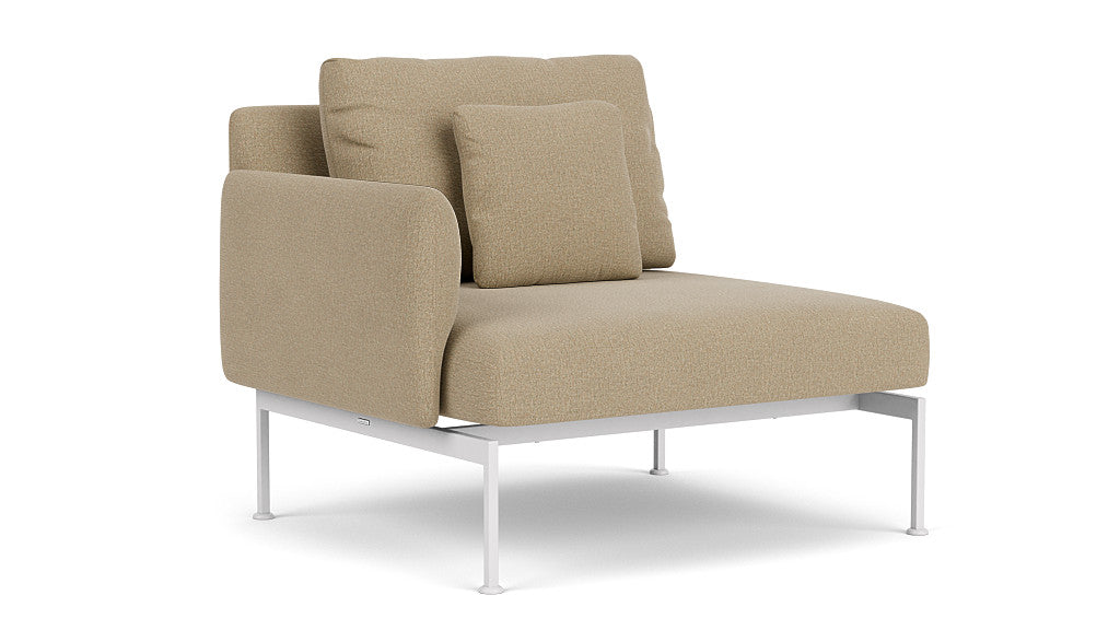 Barlow Tyrie Layout Deep Seating Single Seat - One Arm - avec coussins Armature Arctic White Heather Beige 5476