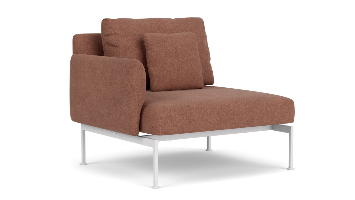Barlow Tyrie Layout Deep Seating Single Seat - One Arm - avec coussins Armature Arctic White Heritage Rust 18021