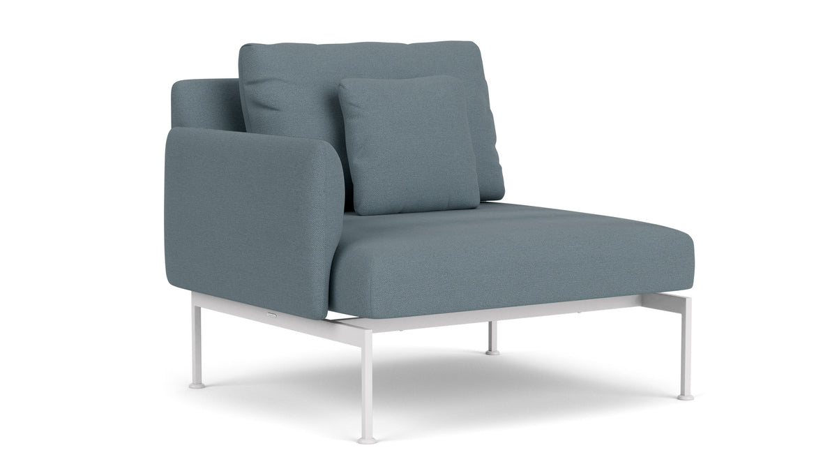 Barlow Tyrie Layout Deep Seating Single Seat - One Arm - avec coussins Armature Arctic White Carbon Sky 10064