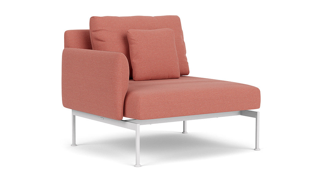 Barlow Tyrie Layout Deep Seating Single Seat - One Arm - avec coussins Armature Arctic White Natte Flamingo 10234