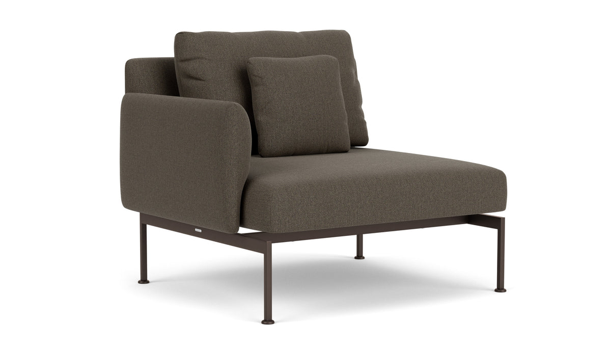 Barlow Tyrie Layout Deep Seating Single Seat - One Arm - avec coussins Armature Forge Grey Dark Taupe 10059