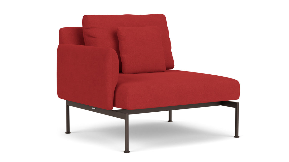 Barlow Tyrie Layout Deep Seating Single Seat - One Arm - avec coussins Armature Forge Grey Paris Red 3728