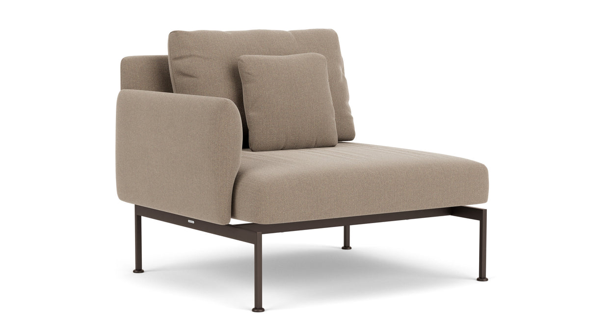 Barlow Tyrie Layout Deep Seating Single Seat - One Arm - avec coussins Armature Forge Grey Taupe 3729