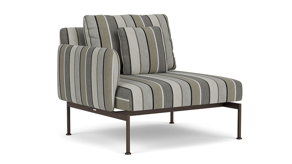 Barlow Tyrie Layout Deep Seating Single Seat - One Arm - avec coussins Armature Forge Grey Quadri Grey 3778