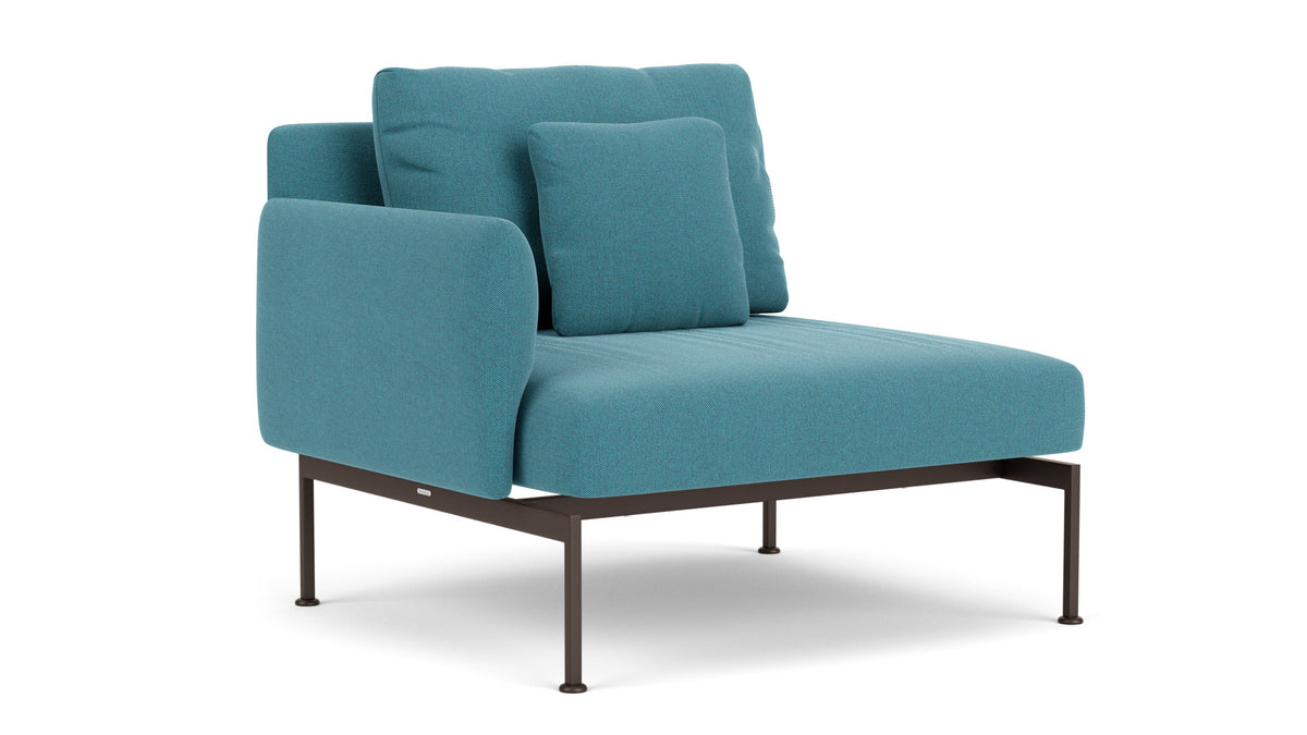Barlow Tyrie Layout Deep Seating Single Seat - One Arm - avec coussins Armature Forge Grey Adriatic Blue 3941