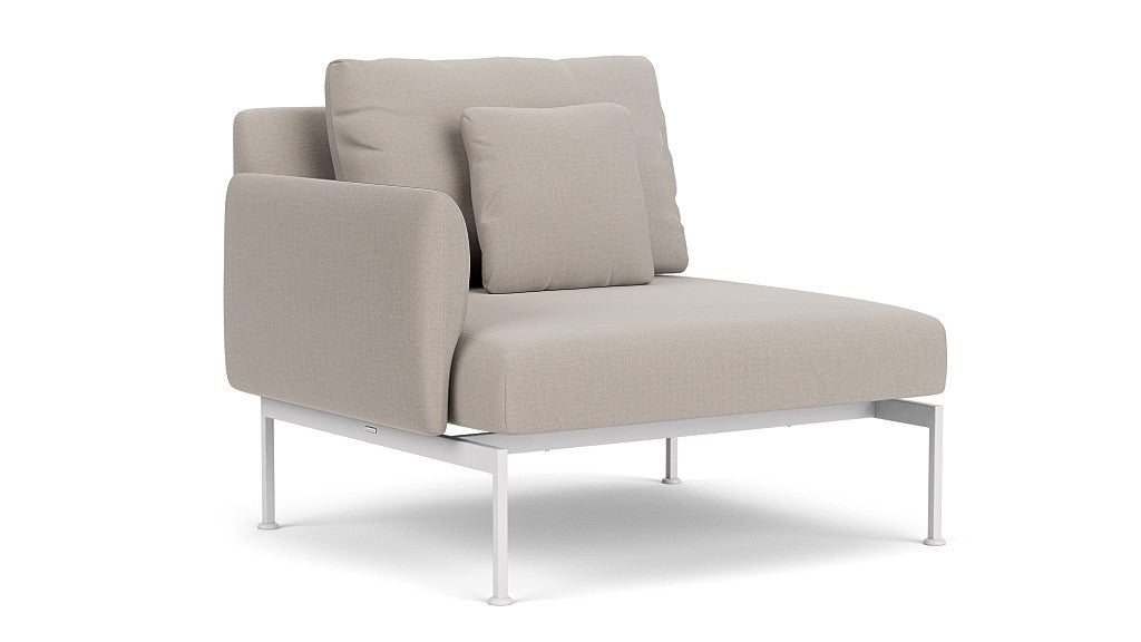 Barlow Tyrie Layout Deep Seating Single Seat - One Arm - avec coussins Armature Arctic White Chalk 10152