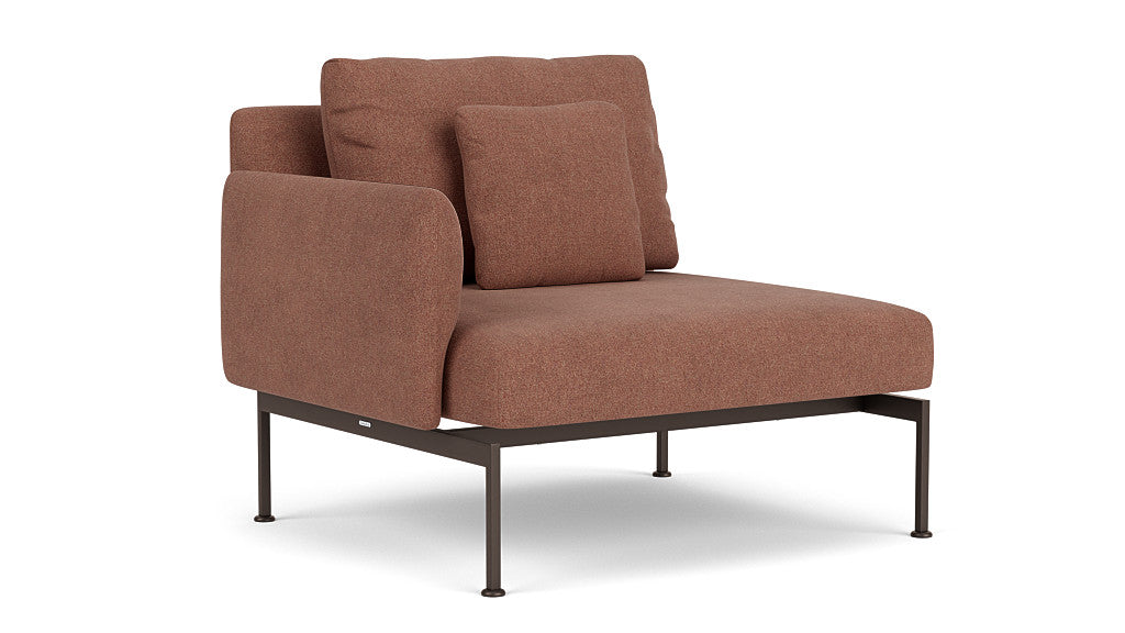 Barlow Tyrie Layout Deep Seating Single Seat - One Arm - avec coussins Armature Forge Grey Heritage Rust 18021