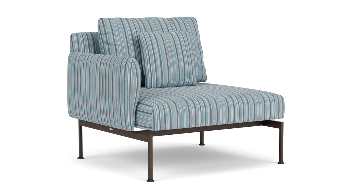 Barlow Tyrie Layout Deep Seating Single Seat - One Arm - avec coussins Armature Forge Grey Porto Blue Chine 3776