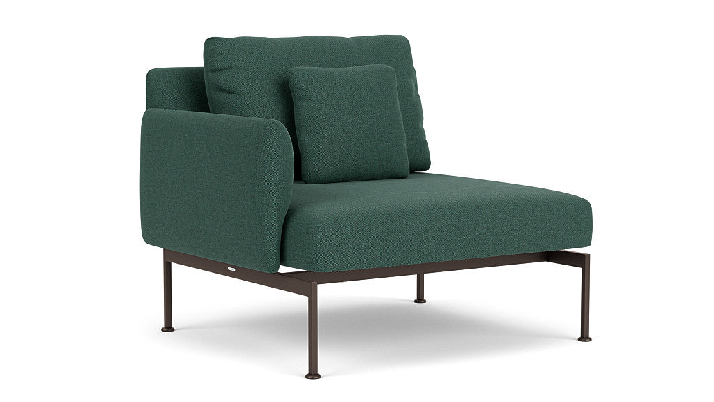 Barlow Tyrie Layout Deep Seating Single Seat - One Arm - avec coussins Armature Forge Grey Natte Ivy 10232