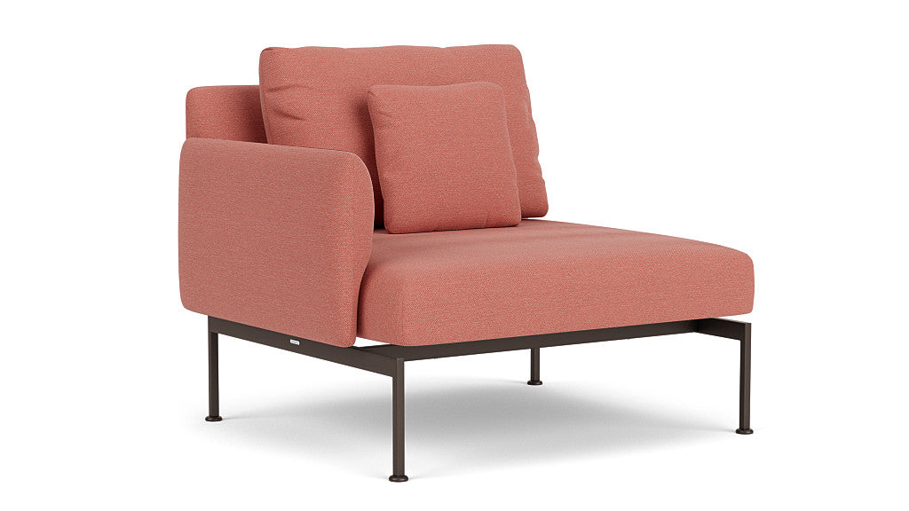 Barlow Tyrie Layout Deep Seating Single Seat - One Arm - avec coussins Armature Forge Grey Natte Flamingo 10234