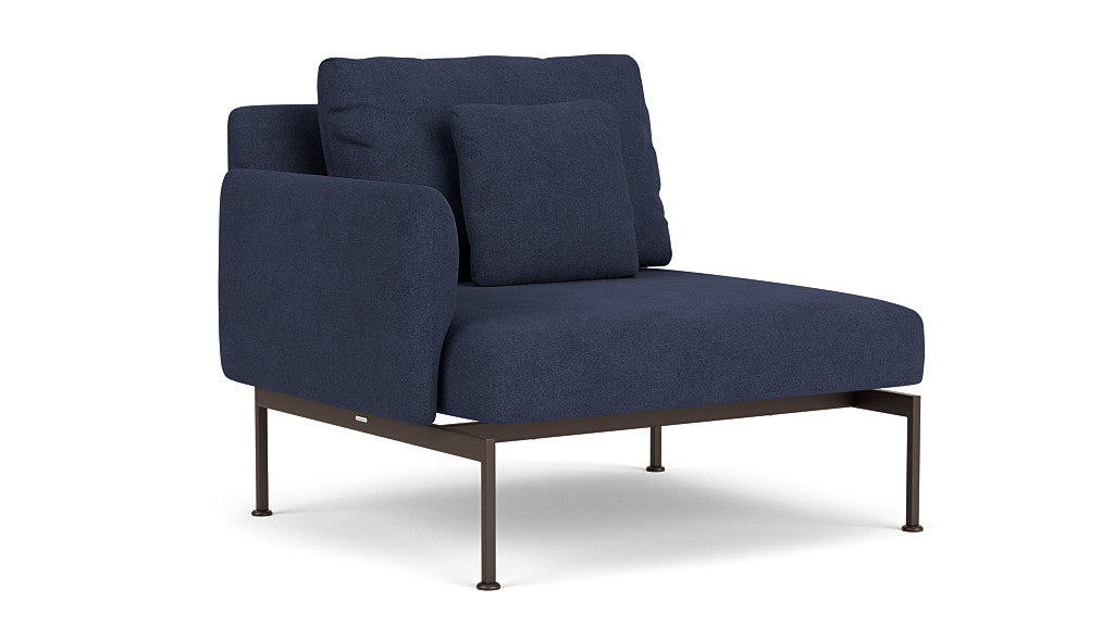 Barlow Tyrie Layout Deep Seating Single Seat - One Arm - avec coussins Armature Forge Grey Indigo 18017