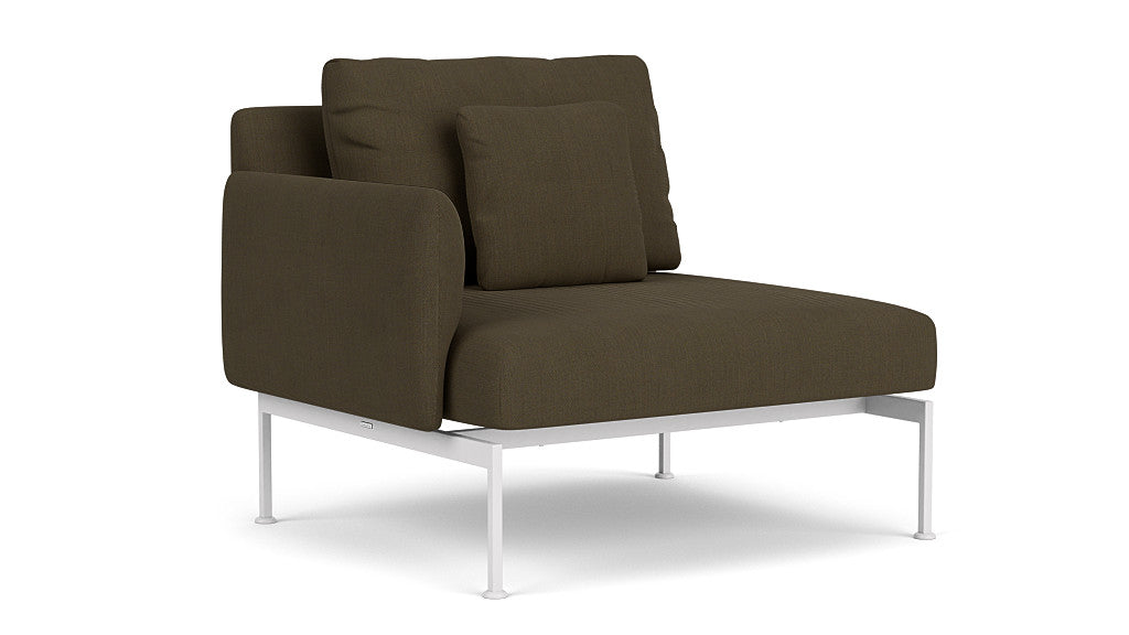 Barlow Tyrie Layout Deep Seating Single Seat - One Arm - avec coussins Armature Arctic White Charcoal 3705