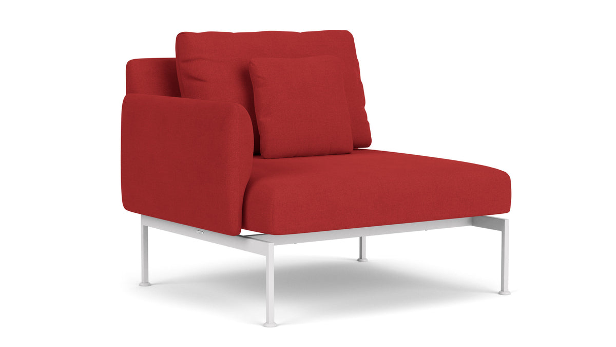 Barlow Tyrie Layout Deep Seating Single Seat - One Arm - avec coussins Armature Arctic White Paris Red 3728