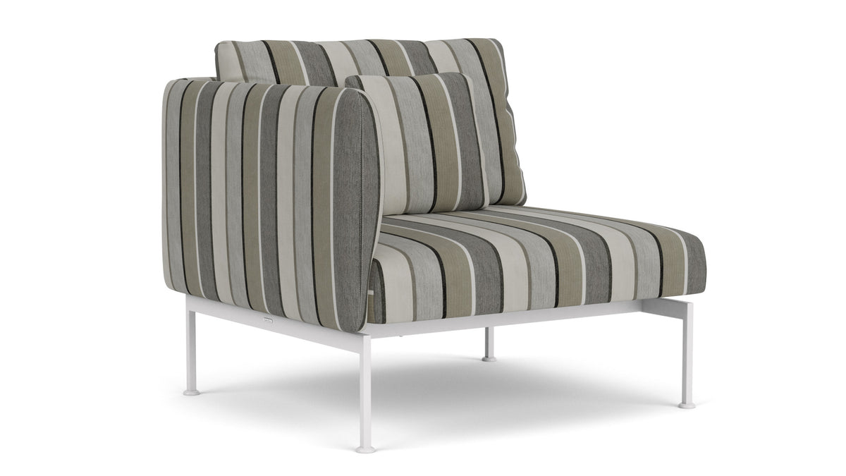 Barlow Tyrie Layout Deep Seating Single Seat - One High Arm - avec coussins Armature Arctic White Quadri Grey 3778