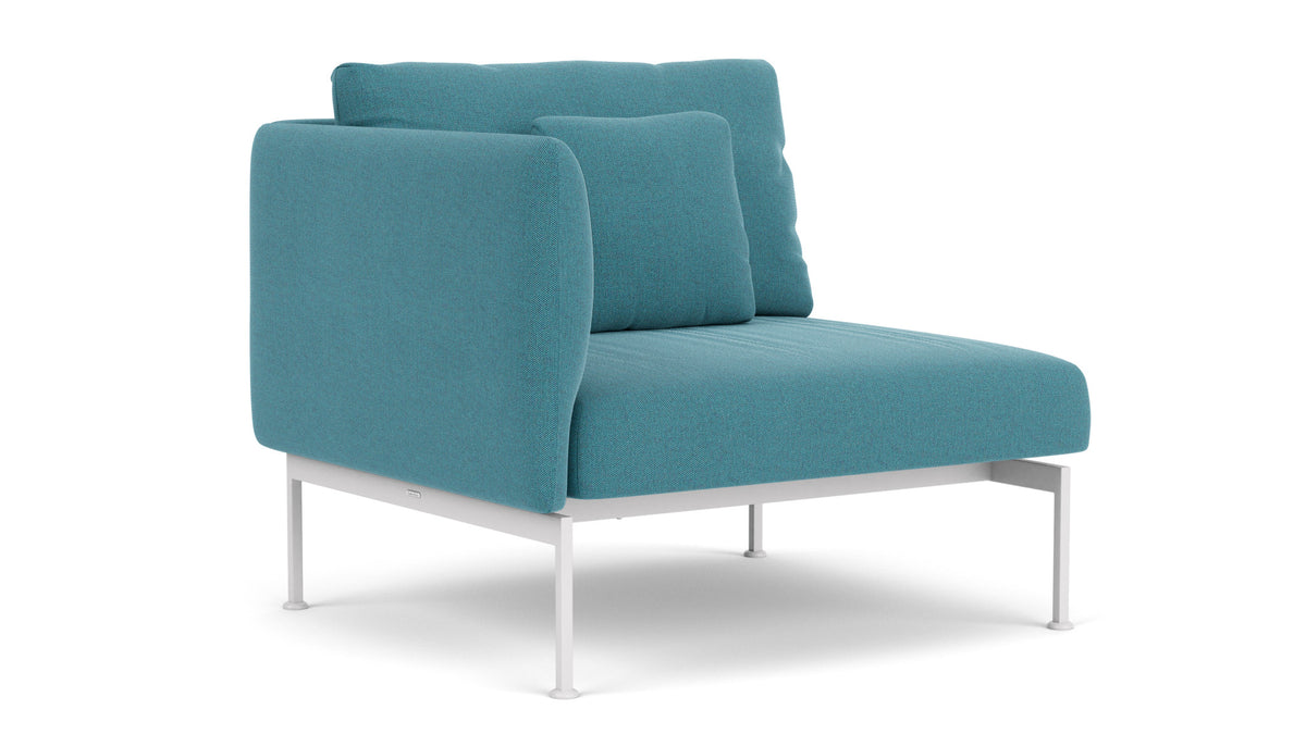 Barlow Tyrie Layout Deep Seating Single Seat - One High Arm - avec coussins Armature Arctic White Adriatic Blue 3941