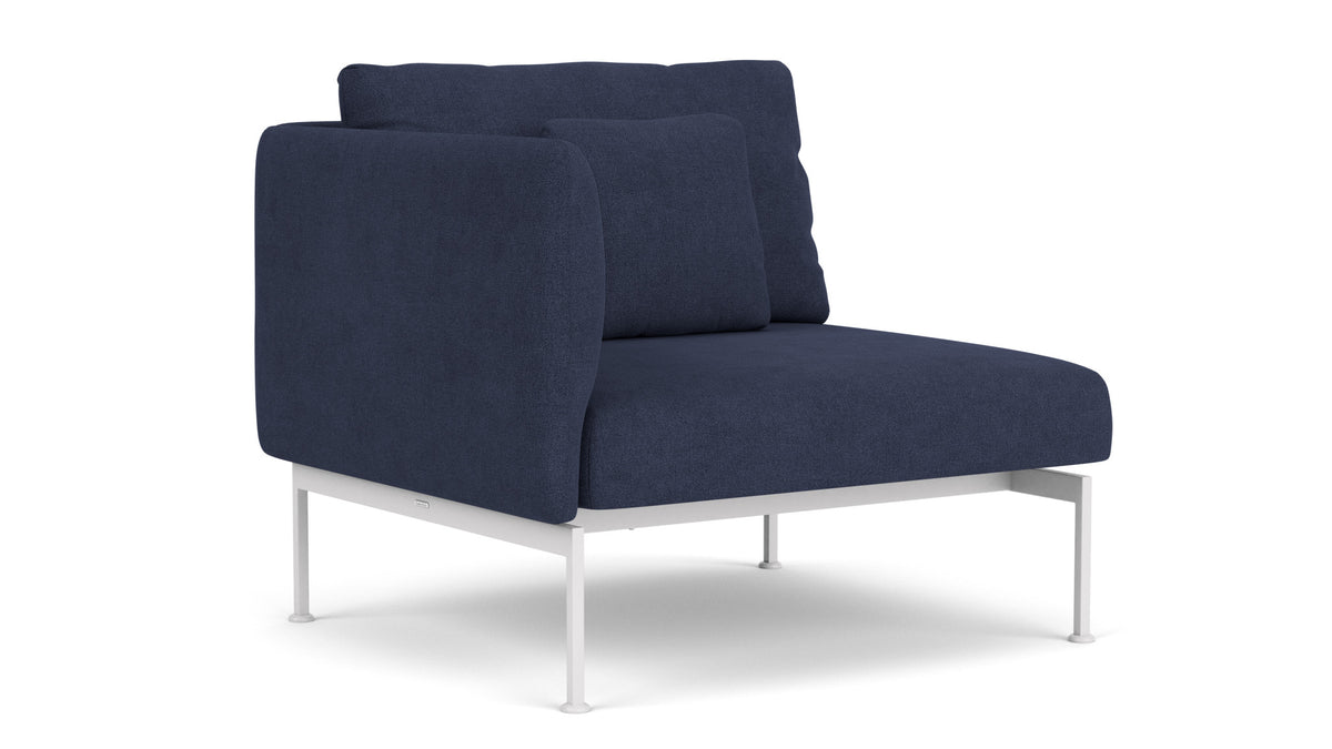 Barlow Tyrie Layout Deep Seating Single Seat - One High Arm - avec coussins Armature Arctic White Indigo 18017