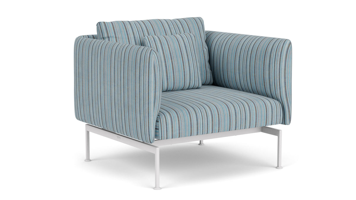 Barlow Tyrie Layout Deep Seating Single Seat - High Arms - Single seat and back with High Arms - avec coussins Armature Arctic White Porto Blue Chine 3776