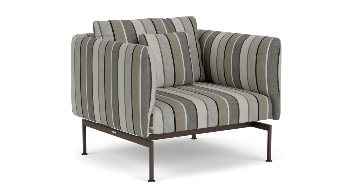 Barlow Tyrie Layout Deep Seating Single Seat - High Arms - Single seat and back with High Arms - avec coussins Armature Forge Grey Quadri Grey 3778