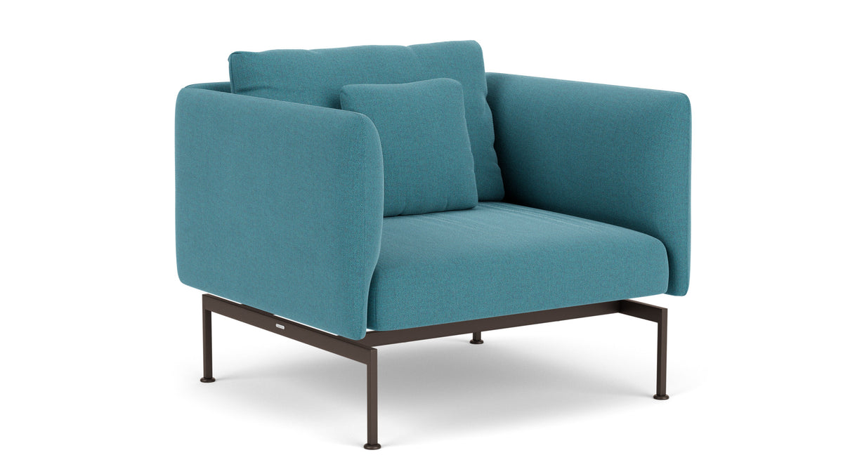 Barlow Tyrie Layout Deep Seating Single Seat - High Arms - Single seat and back with High Arms - avec coussins Armature Forge Grey Adriatic Blue 3941