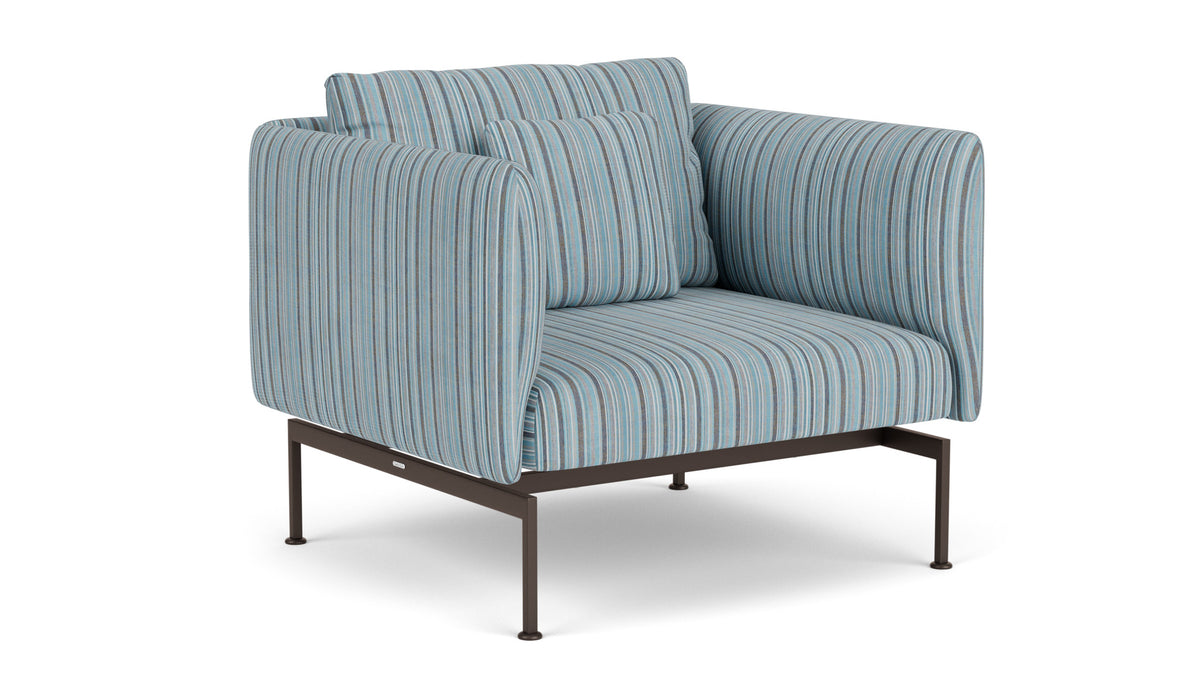 Barlow Tyrie Layout Deep Seating Single Seat - High Arms - Single seat and back with High Arms - avec coussins Armature Forge Grey Porto Blue Chine 3776
