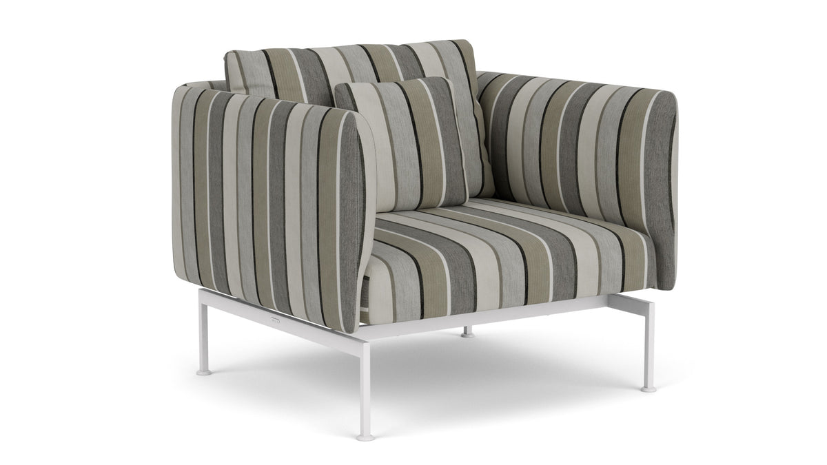 Barlow Tyrie Layout Deep Seating Single Seat - High Arms - Single seat and back with High Arms - avec coussins Armature Arctic White Quadri Grey 3778