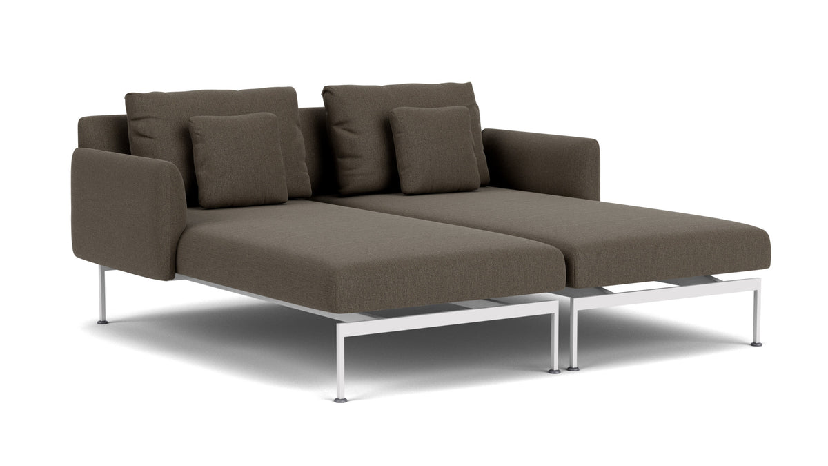 Barlow Tyrie Layout Deep Seating Double Chaise - Double seats et single backs + single low arms - avec coussins Armature Arctic White Dark Taupe 10059