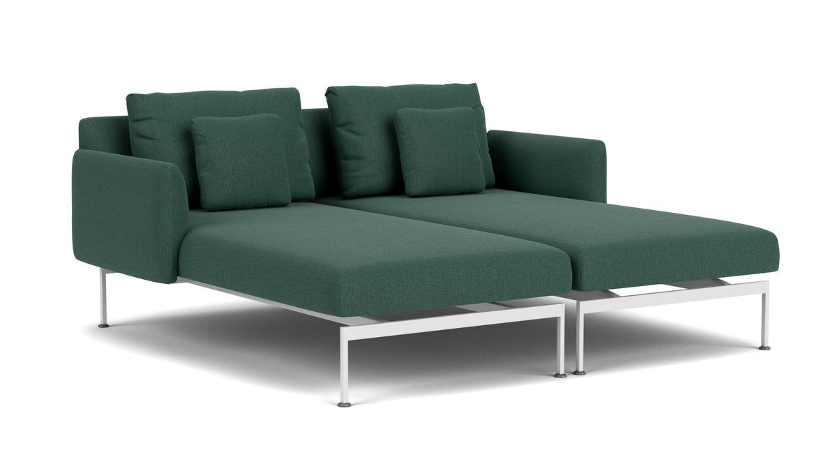 Barlow Tyrie Layout Deep Seating Double Chaise - Double seats et single backs + single low arms - avec coussins Armature Arctic White Natte Ivy 10232