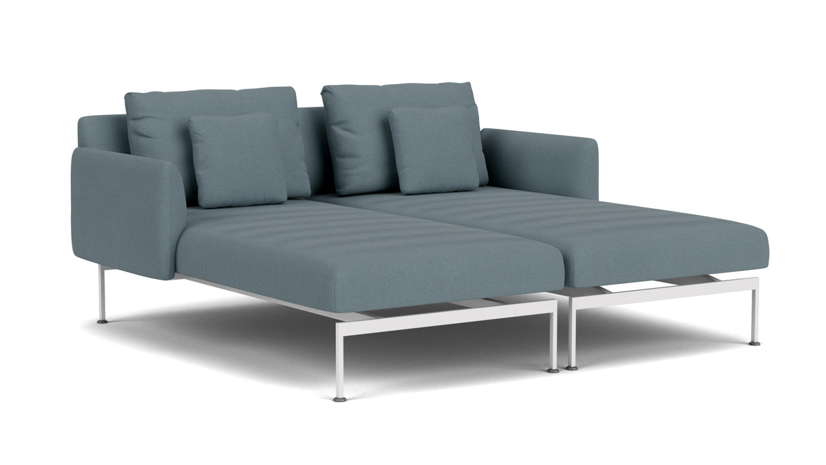 Barlow Tyrie Layout Deep Seating Double Chaise - Double seats et single backs + single low arms - avec coussins Armature Arctic White Carbon Sky 10064