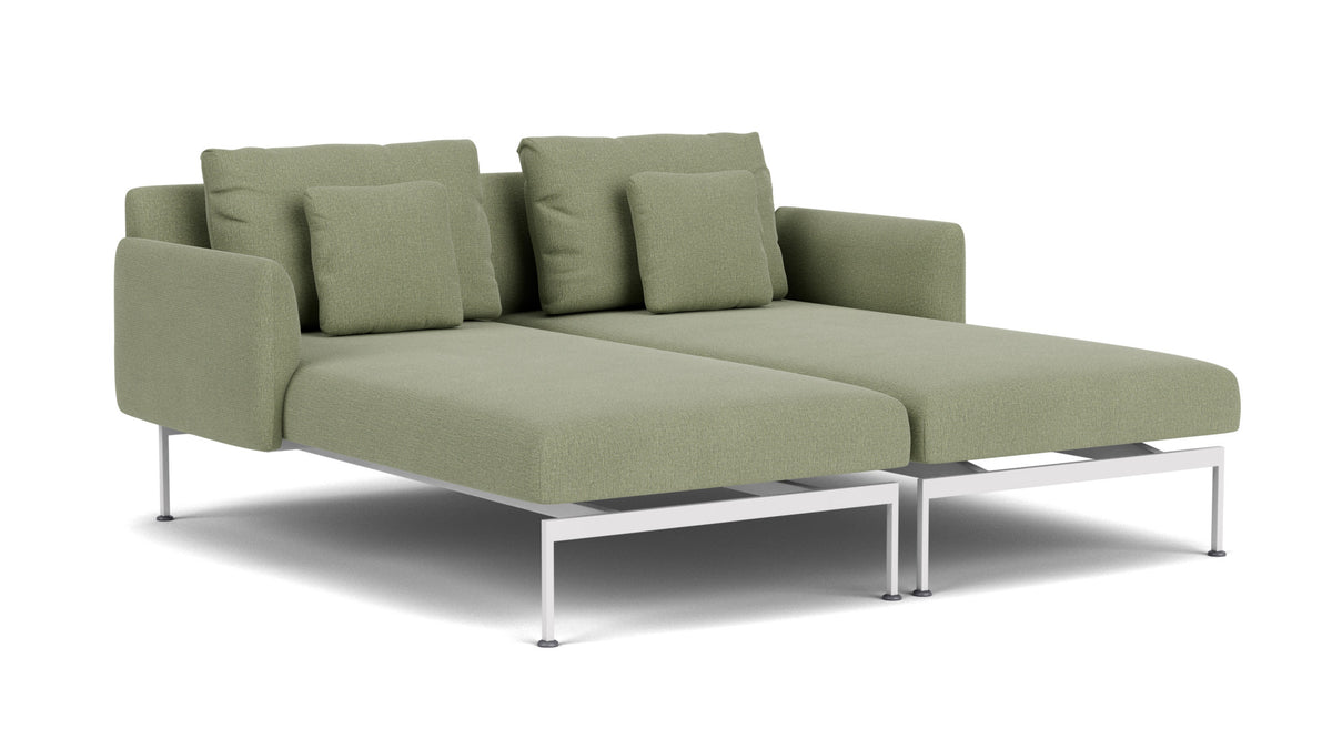 Barlow Tyrie Layout Deep Seating Double Chaise - Double seats et single backs + single low arms - avec coussins Armature Arctic White Canvas Almond 3983