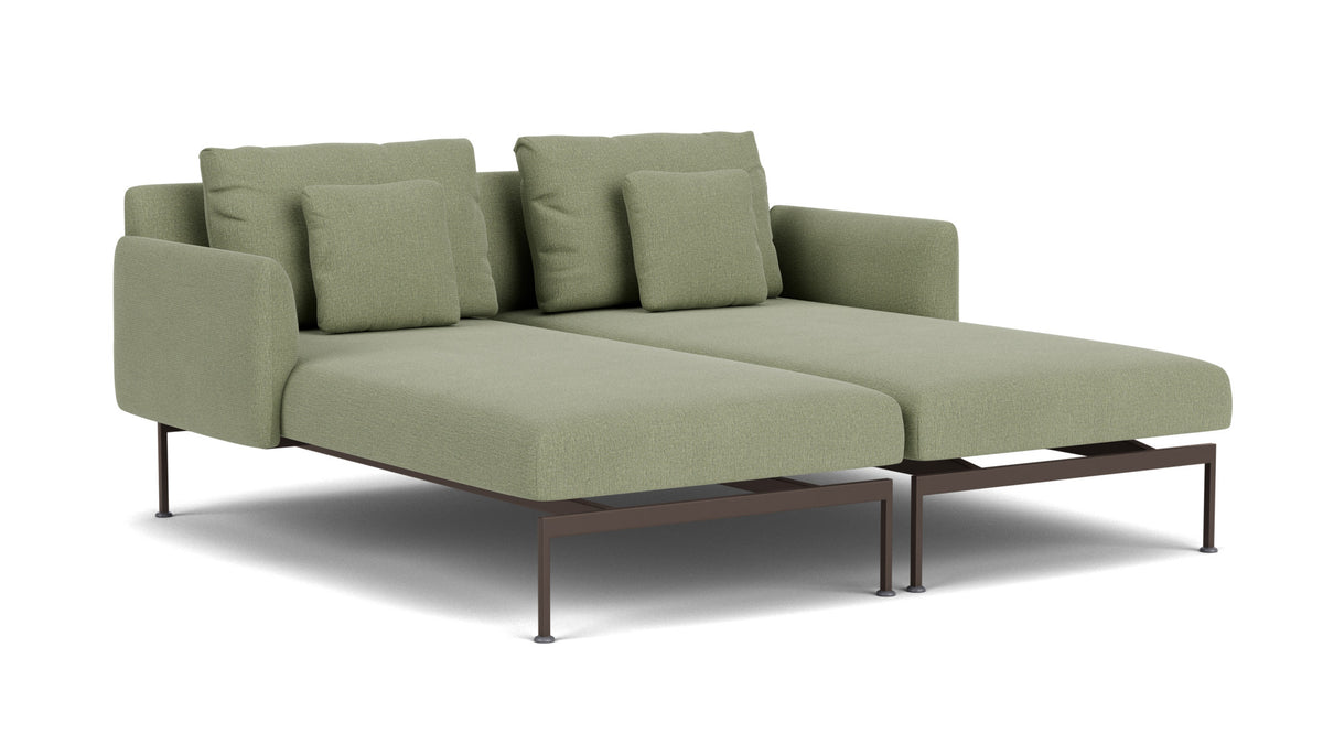 Barlow Tyrie Layout Deep Seating Double Chaise - Double seats et single backs + single low arms - avec coussins Armature Forge Grey Canvas Almond 3983