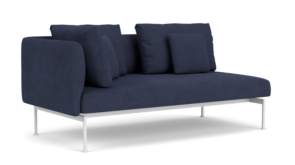 Barlow Tyrie Layout Deep Seating Double Corner Seat - avec coussins Armature Arctic White Indigo 18017