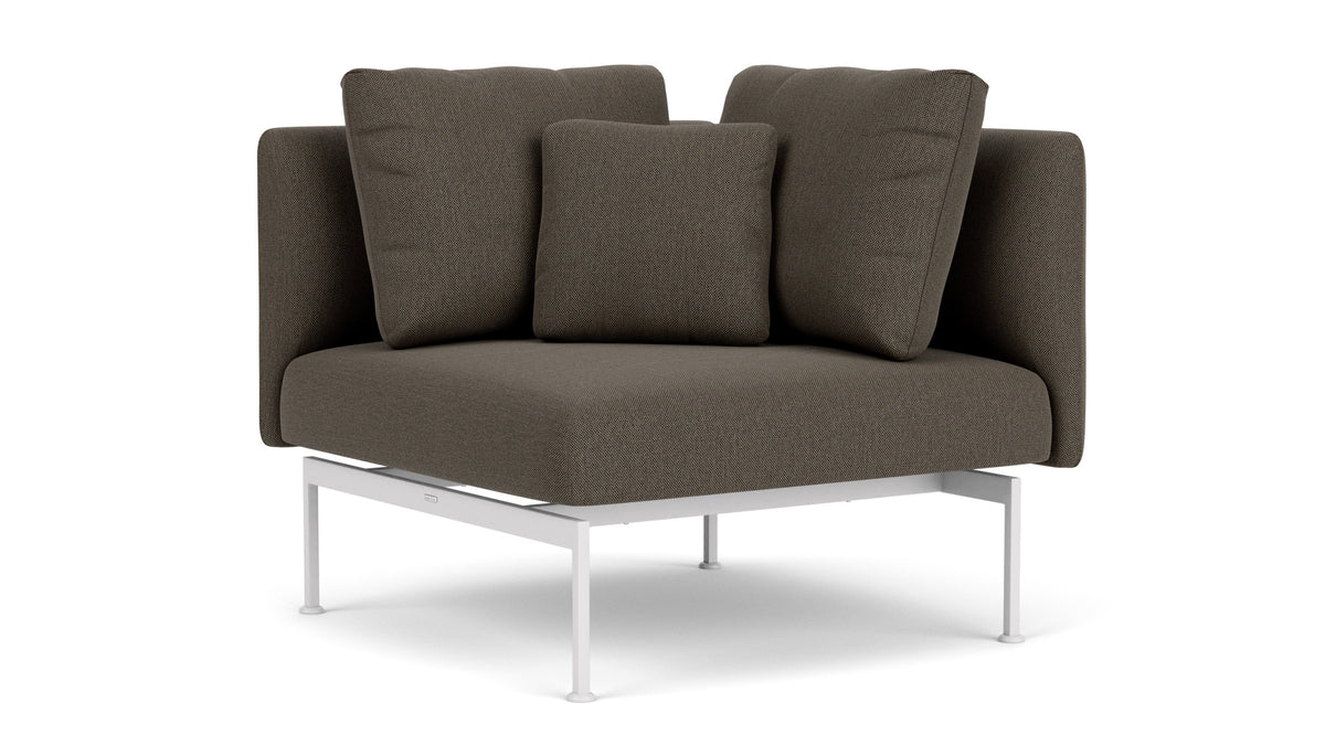 Barlow Tyrie Layout Deep Seating Corner Seat - avec coussins Armature Arctic White Dark Taupe 10059