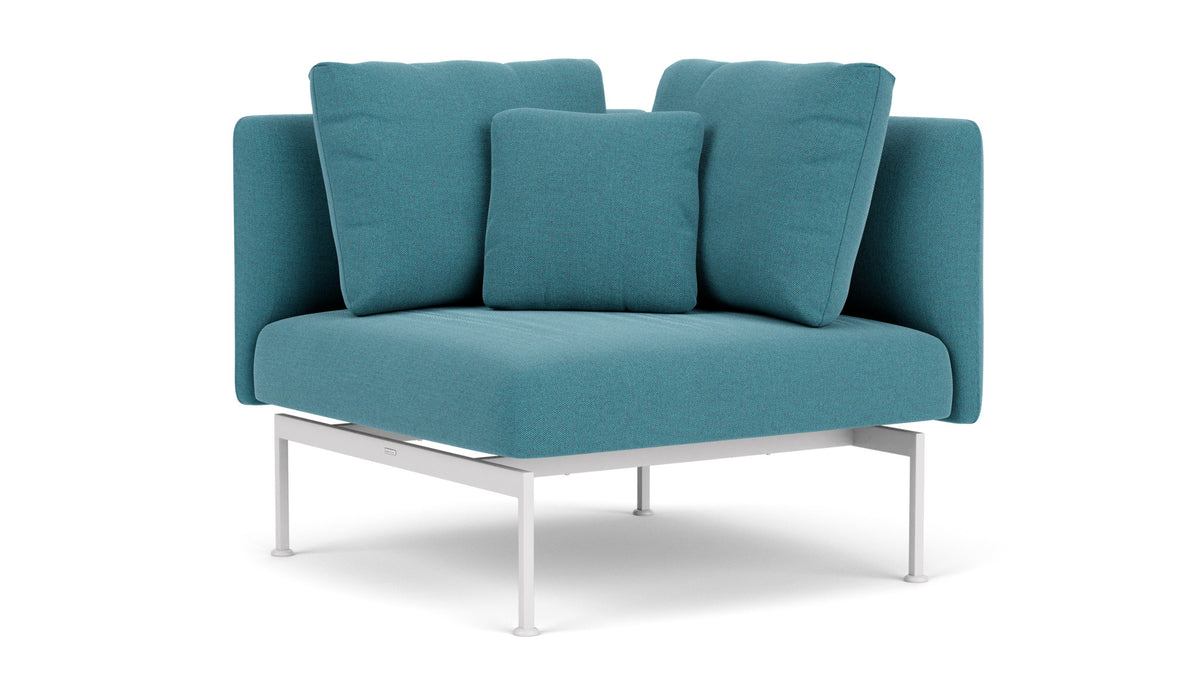 Barlow Tyrie Layout Deep Seating Corner Seat - avec coussins Armature Arctic White Adriatic Blue 3941