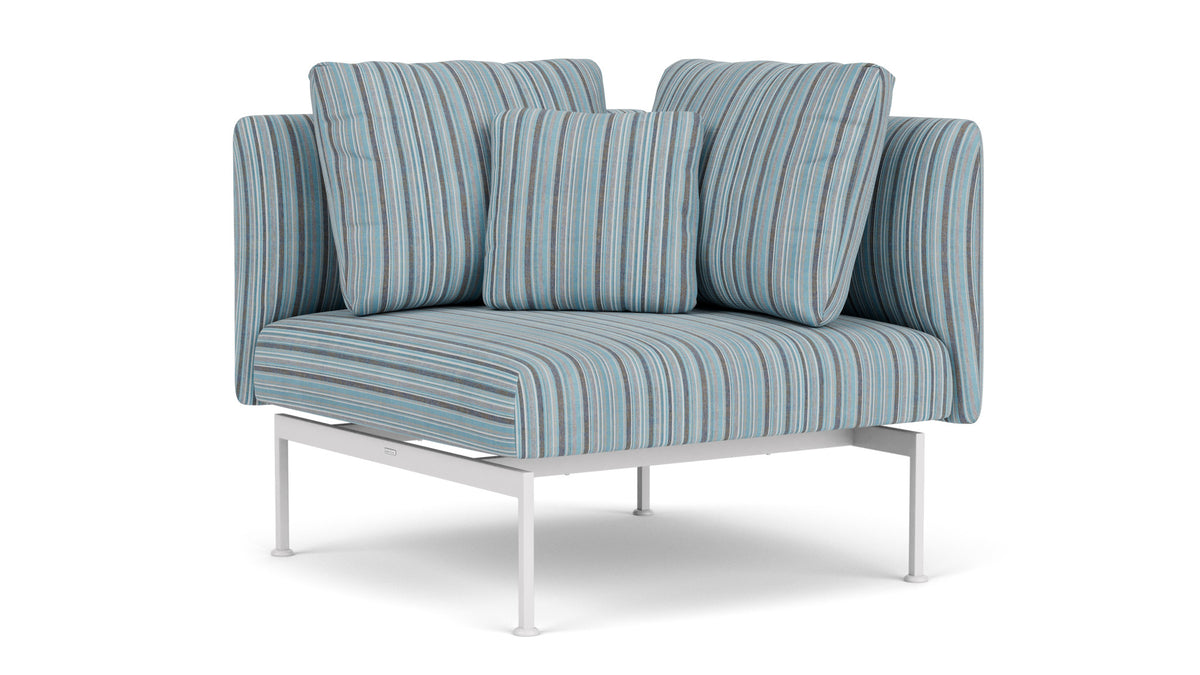 Barlow Tyrie Layout Deep Seating Corner Seat - avec coussins Armature Arctic White Porto Blue Chine 3776