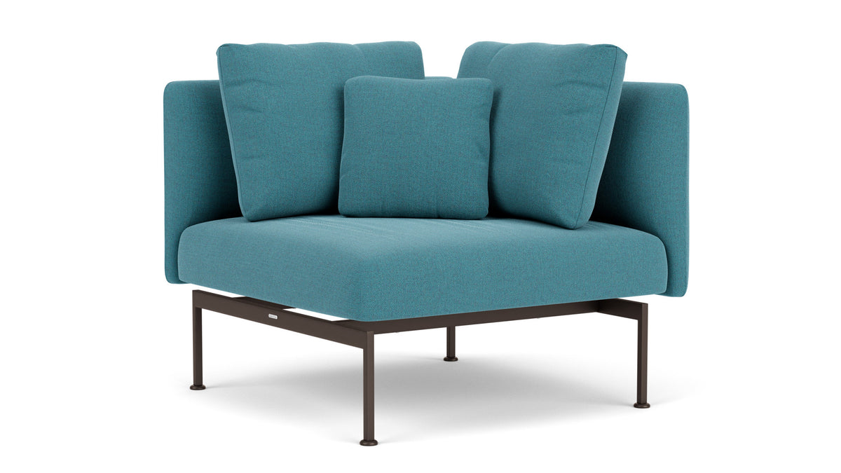 Barlow Tyrie Layout Deep Seating Corner Seat - avec coussins Armature Forge Grey Adriatic Blue 3941