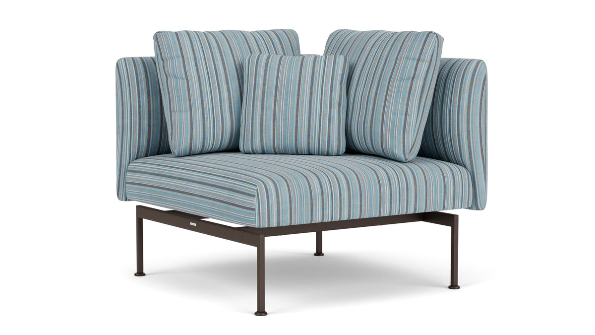 Barlow Tyrie Layout Deep Seating Corner Seat - avec coussins Armature Forge Grey Porto Blue Chine 3776