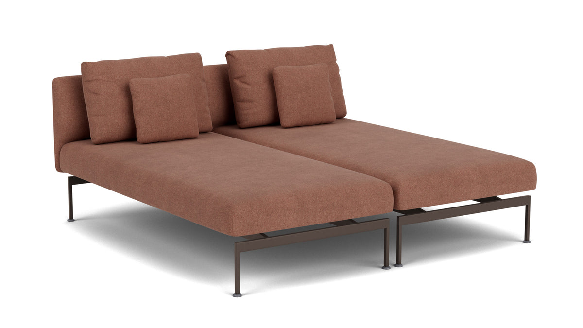 Barlow Tyrie Layout Deep Seating Double Chaise longue - Double seats with single backs - avec coussins Armature Forge Grey Heritage Rust 18021