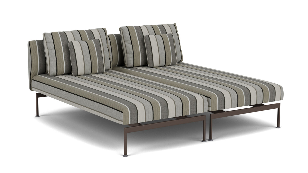 Barlow Tyrie Layout Deep Seating Double Chaise longue - Double seats with single backs - avec coussins Armature Forge Grey Quadri Grey 3778