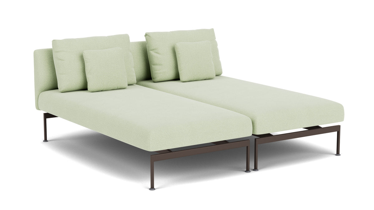 Barlow Tyrie Layout Deep Seating Double Chaise longue - Double seats with single backs - avec coussins Armature Forge Grey Mint 3967