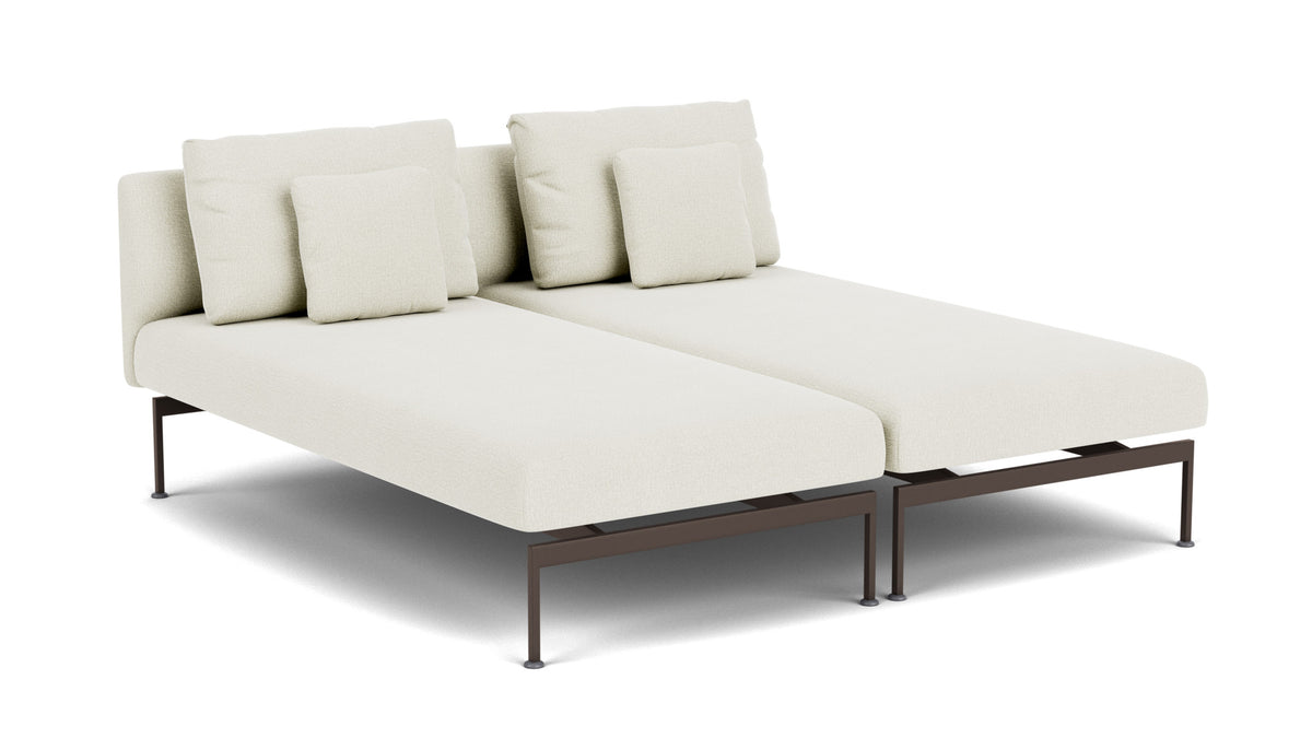 Barlow Tyrie Layout Deep Seating Double Chaise longue - Double seats with single backs - avec coussins Armature Forge Grey Marble 3966