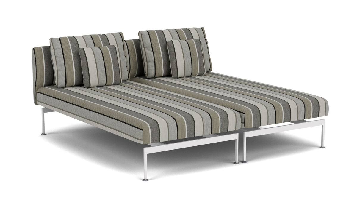 Barlow Tyrie Layout Deep Seating Double Chaise longue - Double seats with single backs - avec coussins Armature Arctic White Quadri Grey 3778