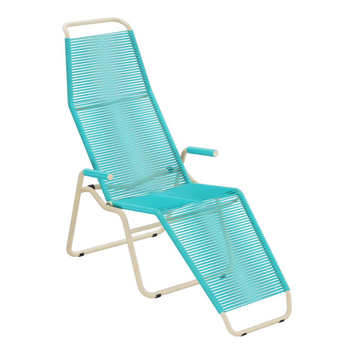 Schaffner Brissago Chaise longue Spaghetti – Turquoise 58 / Marron Pastel 83