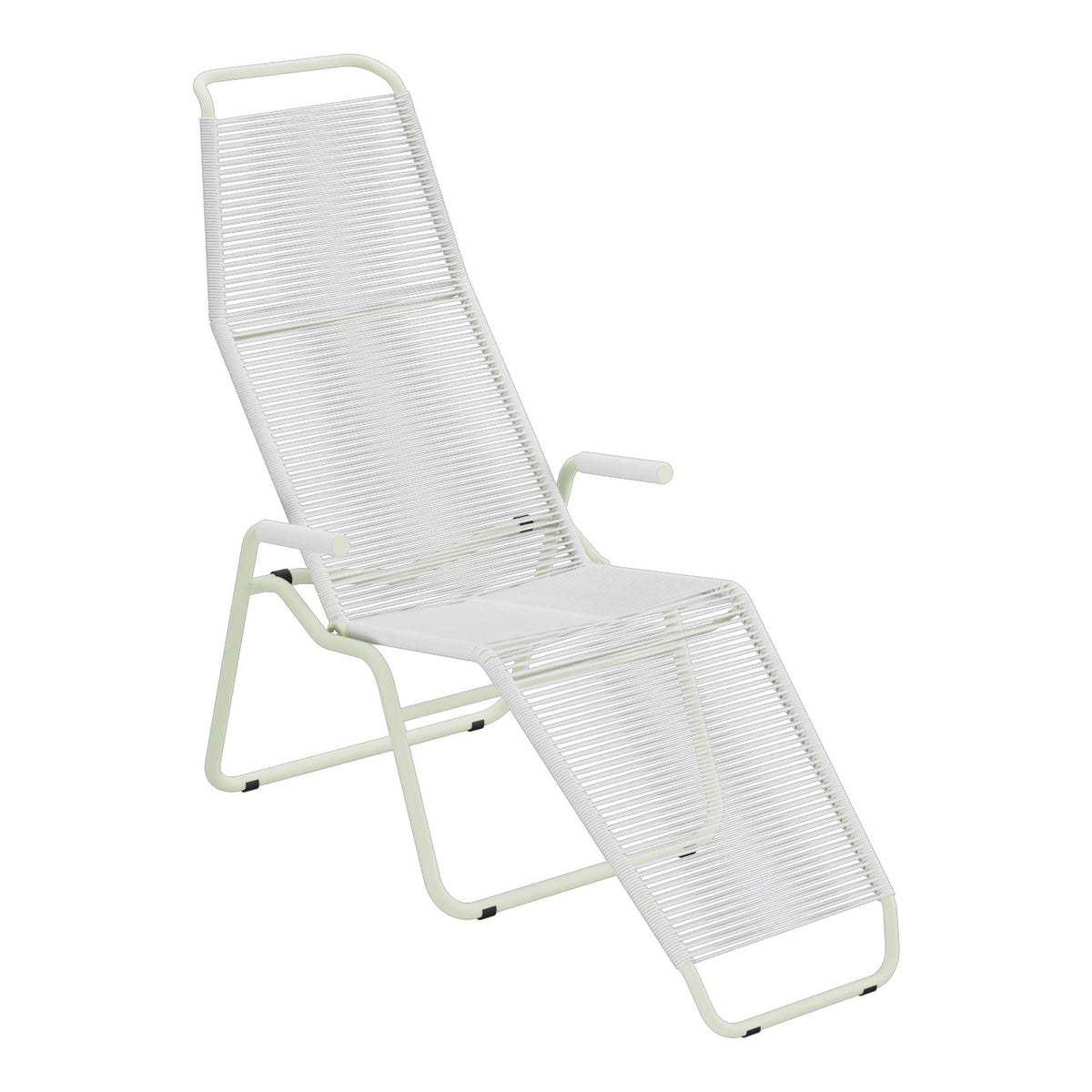 Schaffner Brissago Chaise longue Spaghetti – Blanc 90 / Vert Pastel 64