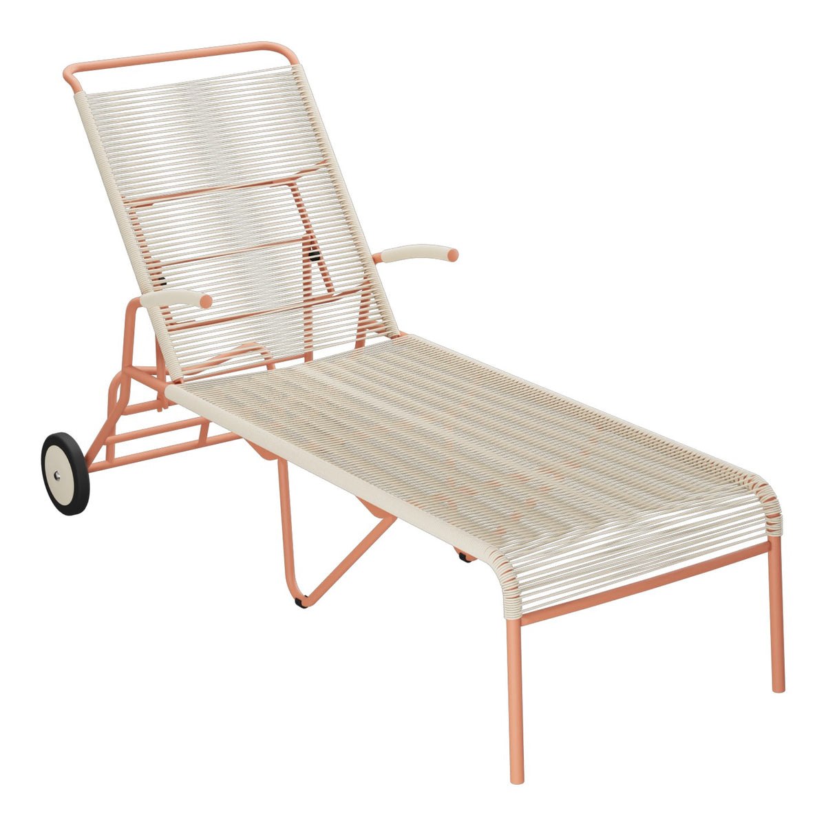 Schaffner Säntis Chaise longue à roulettes Spaghetti – Sable Pastel 15 / Terracotta 84