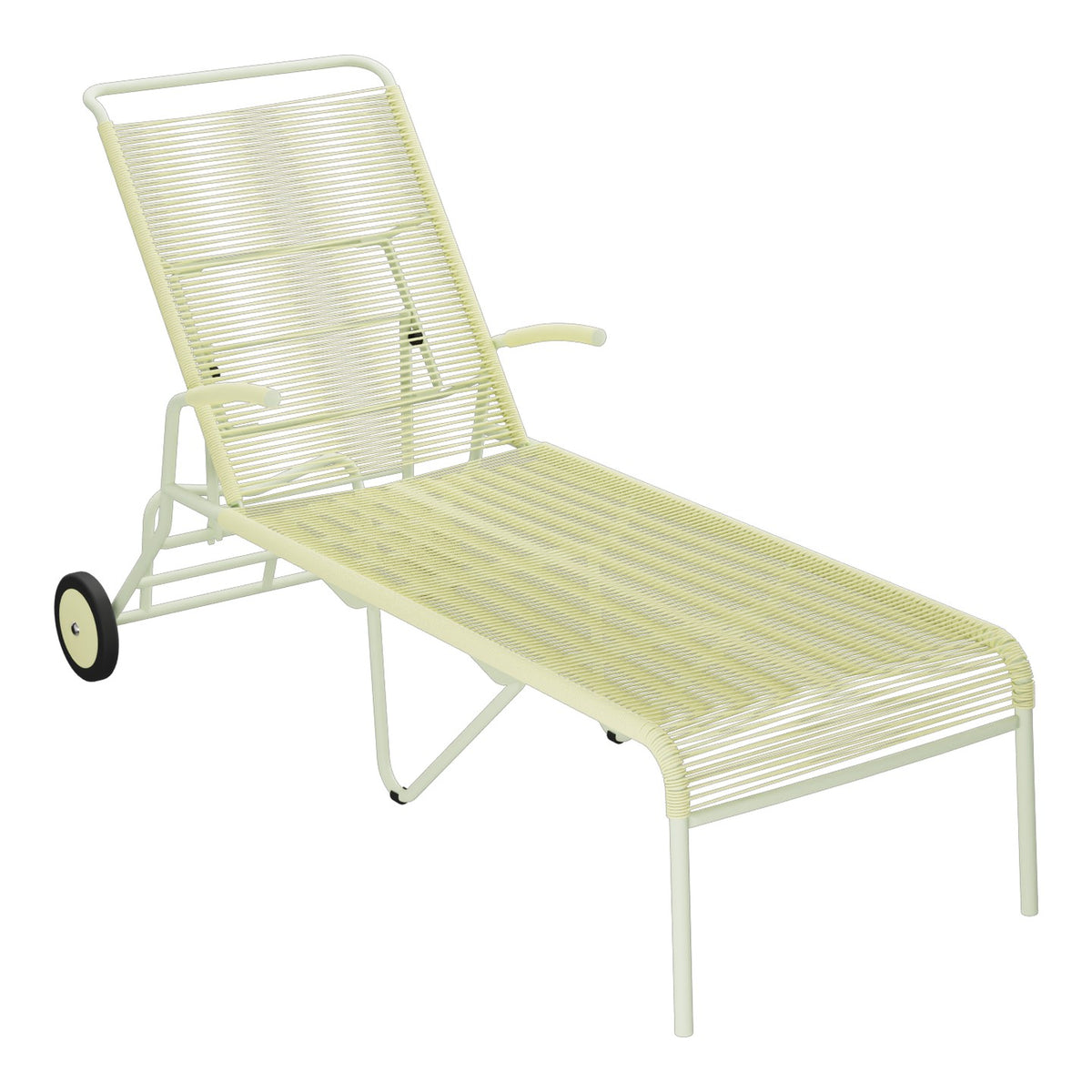 Schaffner Säntis Chaise longue à roulettes Spaghetti – Jaune Buis 18 / Vert Pastel 64