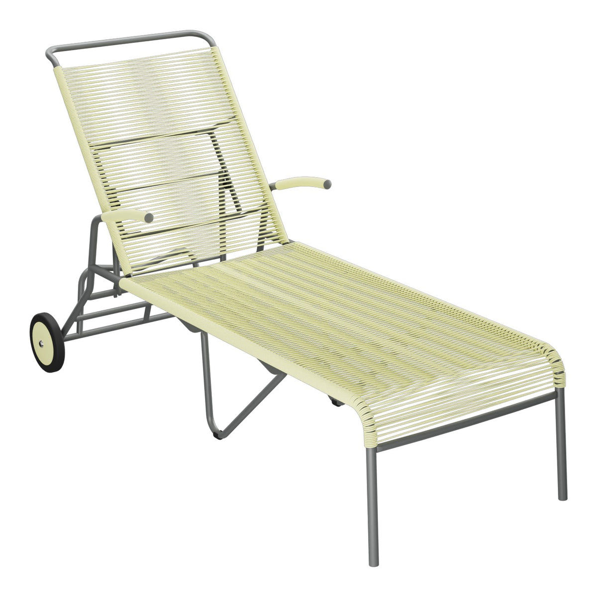 Schaffner Säntis Chaise longue à roulettes Spaghetti – Jaune Buis 18 / Graphite 73