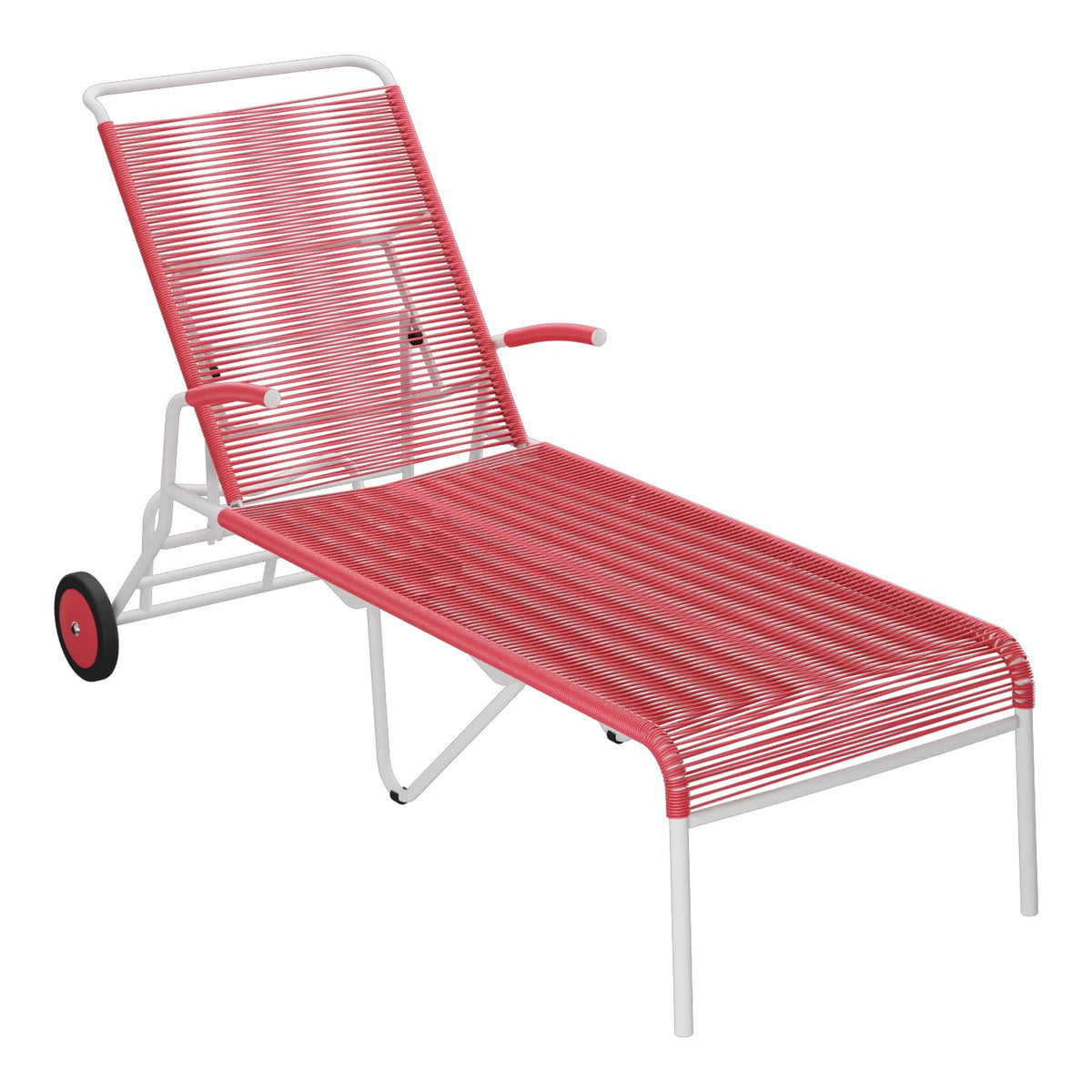 Schaffner Säntis Chaise longue à roulettes Spaghetti – Rouge Érable 33 / Gris Argent 78