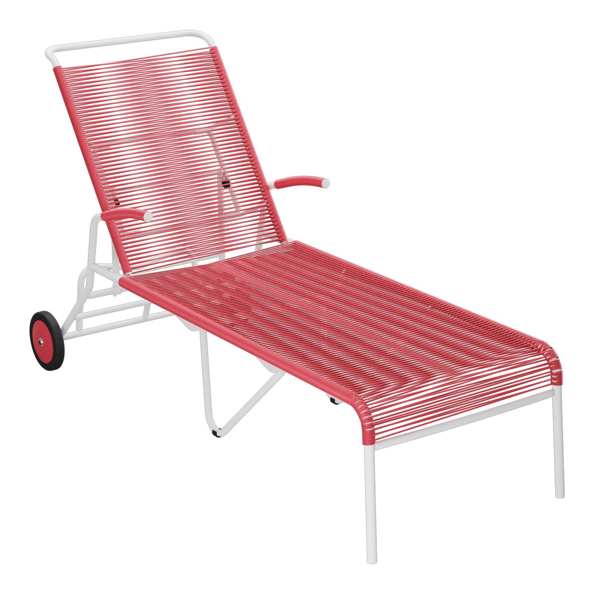 Schaffner Säntis Chaise longue à roulettes Spaghetti – Rouge Érable 33 / Blanc 90